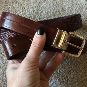 New Brown EEL Skin Belt with Gold Buckle